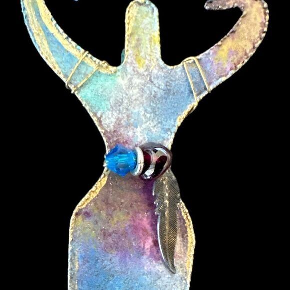 Vintage Gina’s Designs Napa new old stock Raku color Godess Pin iridescent - Picture 3 of 5